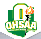 green ohsaa letters with a flame